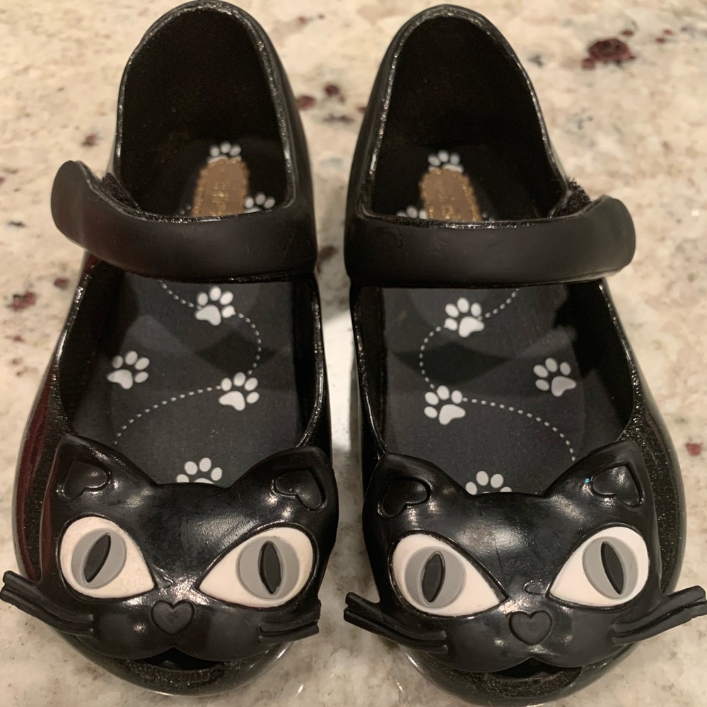 Mini Melissa Shimmery Black Cat Shoes